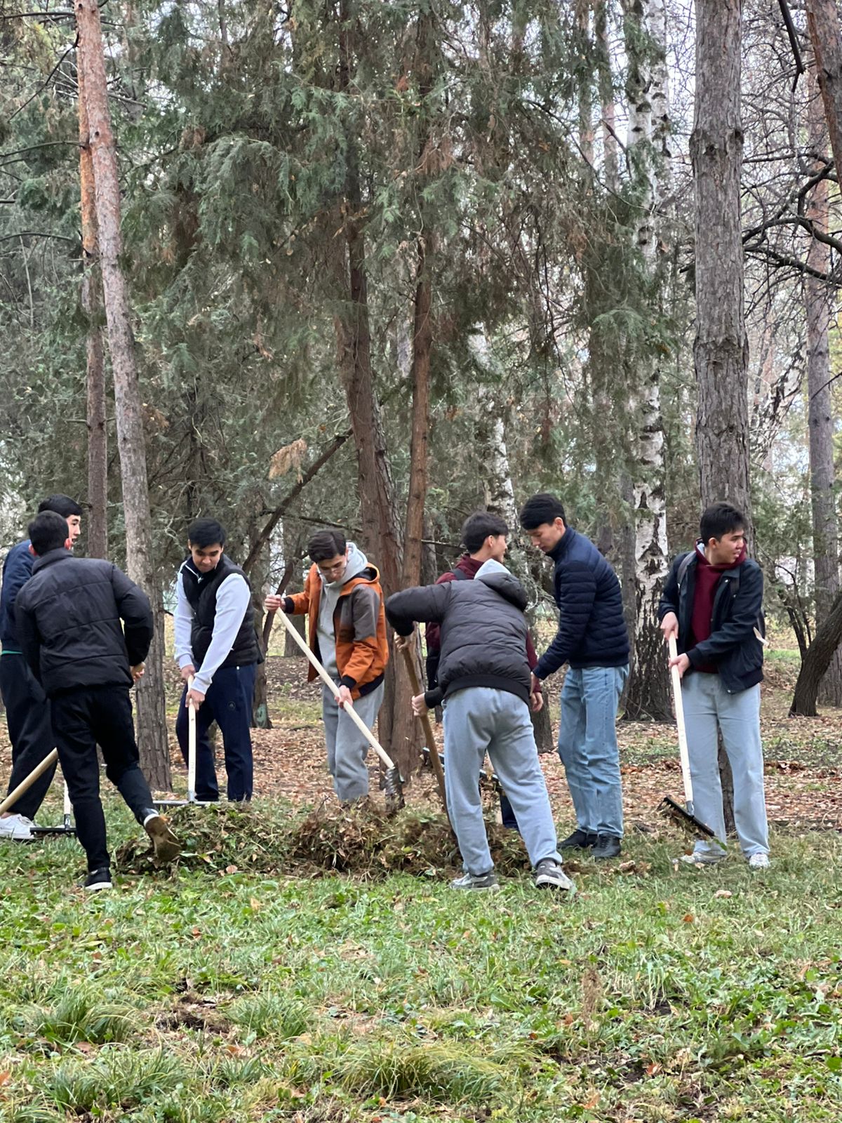 Осенние работы по уборке на кампусе КазНУ