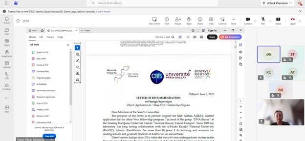 На кафедре молекулярной биологии и генетики прошла информационная встреча по международным программам «Абай-Верн» и «500 ученых»