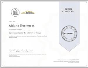 THE TEACHER OF THE DEPARTMENT OF AI AND BD NURMURAT AIDANA SHAYKHYSLAMOVNA RECEIVED COUSERA CERTIFICATE FROM GEORGIA UNIVERSITY