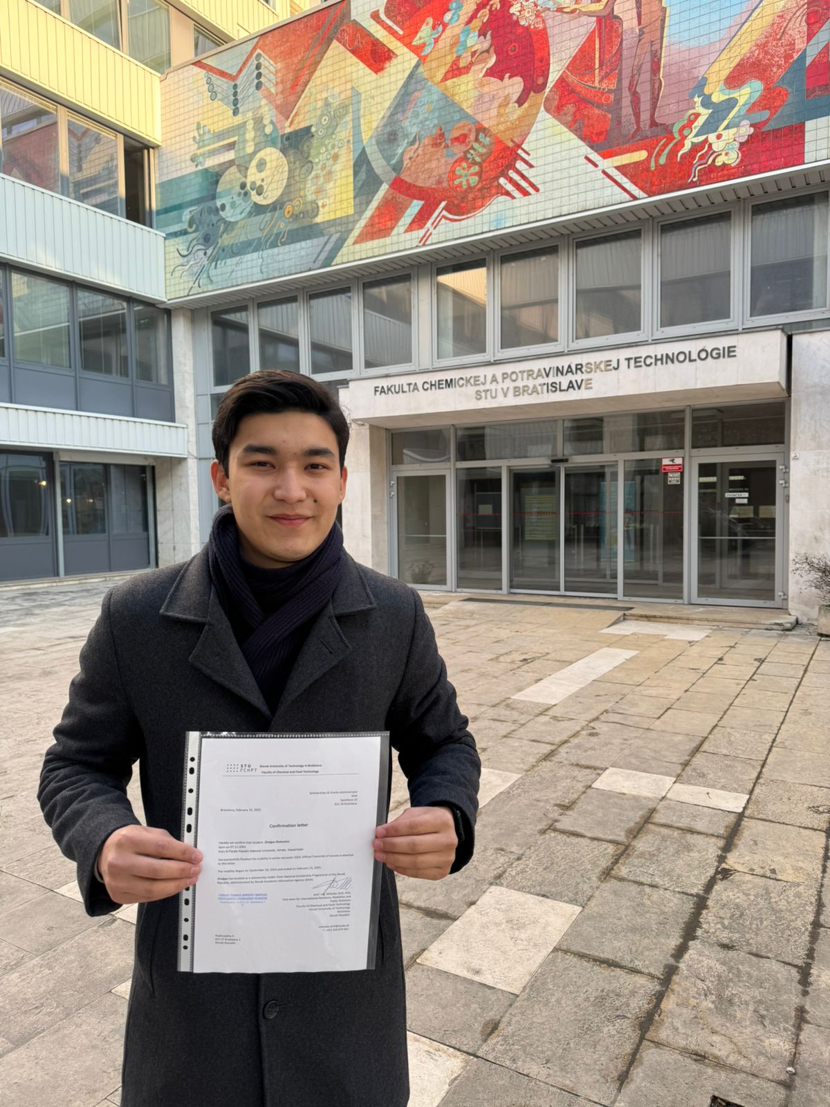 A 4th-year student of the "6B05301-Chemistry" program successfully completed his studies at the Slovak University of Technology under the National Scholarship Program of the Slovak Republic