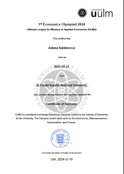 Remarkable Achievement of an economics student at the International Olympiad!