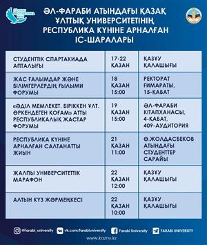 Мероприятия Казахского национального университета имени аль-Фараби, посвященные Дню Республики