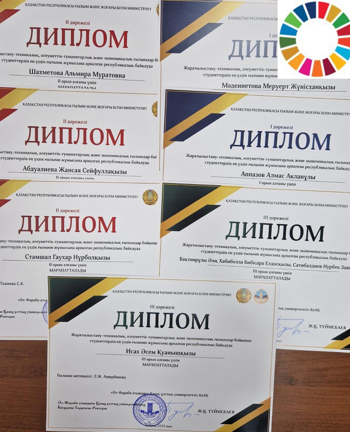 Поздравляем дипломантов ежегодного конкурса научно-исследовательских работ студентов высших учебных заведений РК!