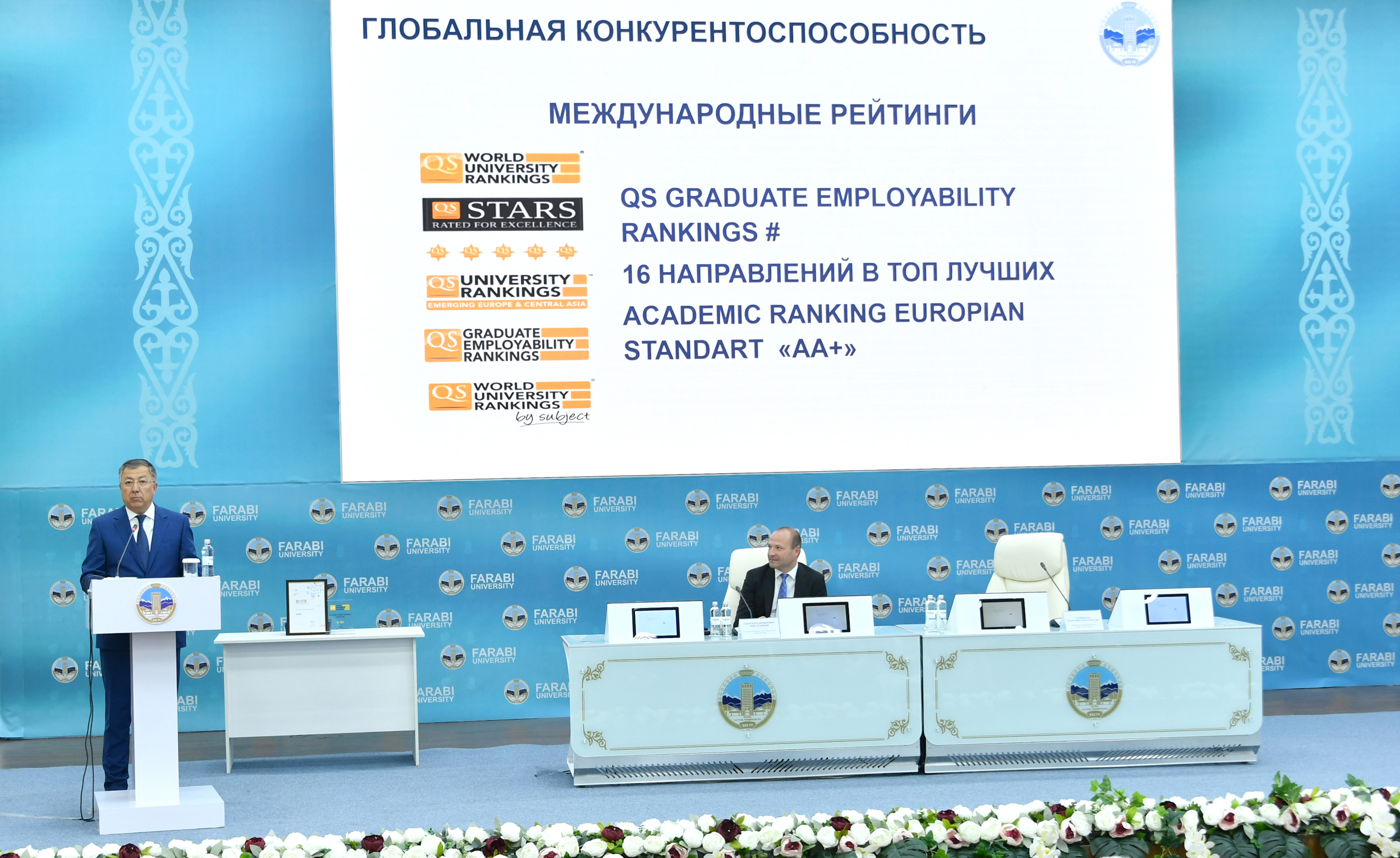 QS WUR рейтингі сертификатын табыстау рәсіміндегі сөзі