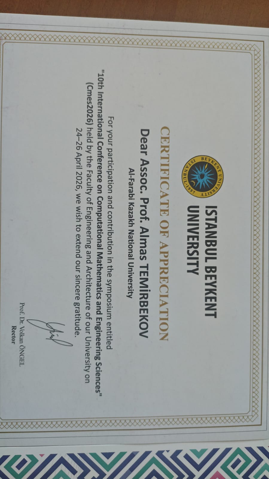 Active participation in an international scientific event