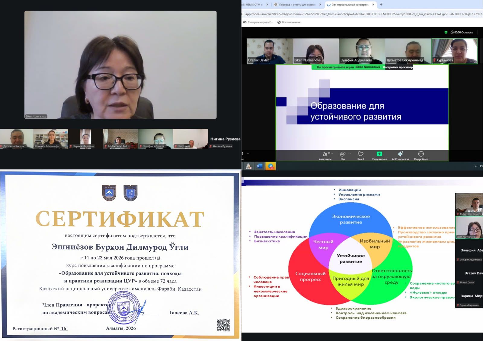 International Professional Development Course on Education for Sustainable Development Successfully Completed at Al-Farabi Kazakh National University